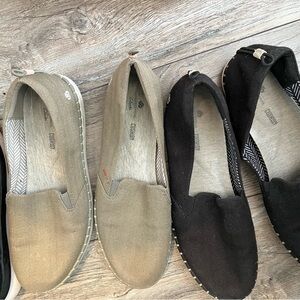 Clarks Women's Slip-On Flats in Tan and Black Canvas price for both